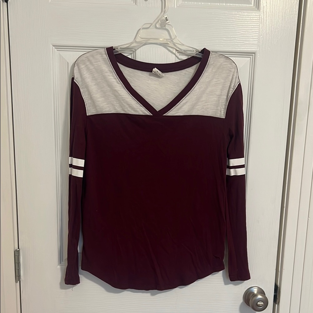 PINK long sleeve V-Neck Top